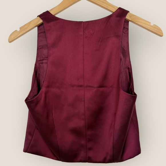Jason Wu | Burgundy Satin Vest Top | Size S - Picture 11 of 12